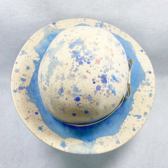 Custom Handmade Cream Pastel Tie-Dye Wool Rancher main image 4